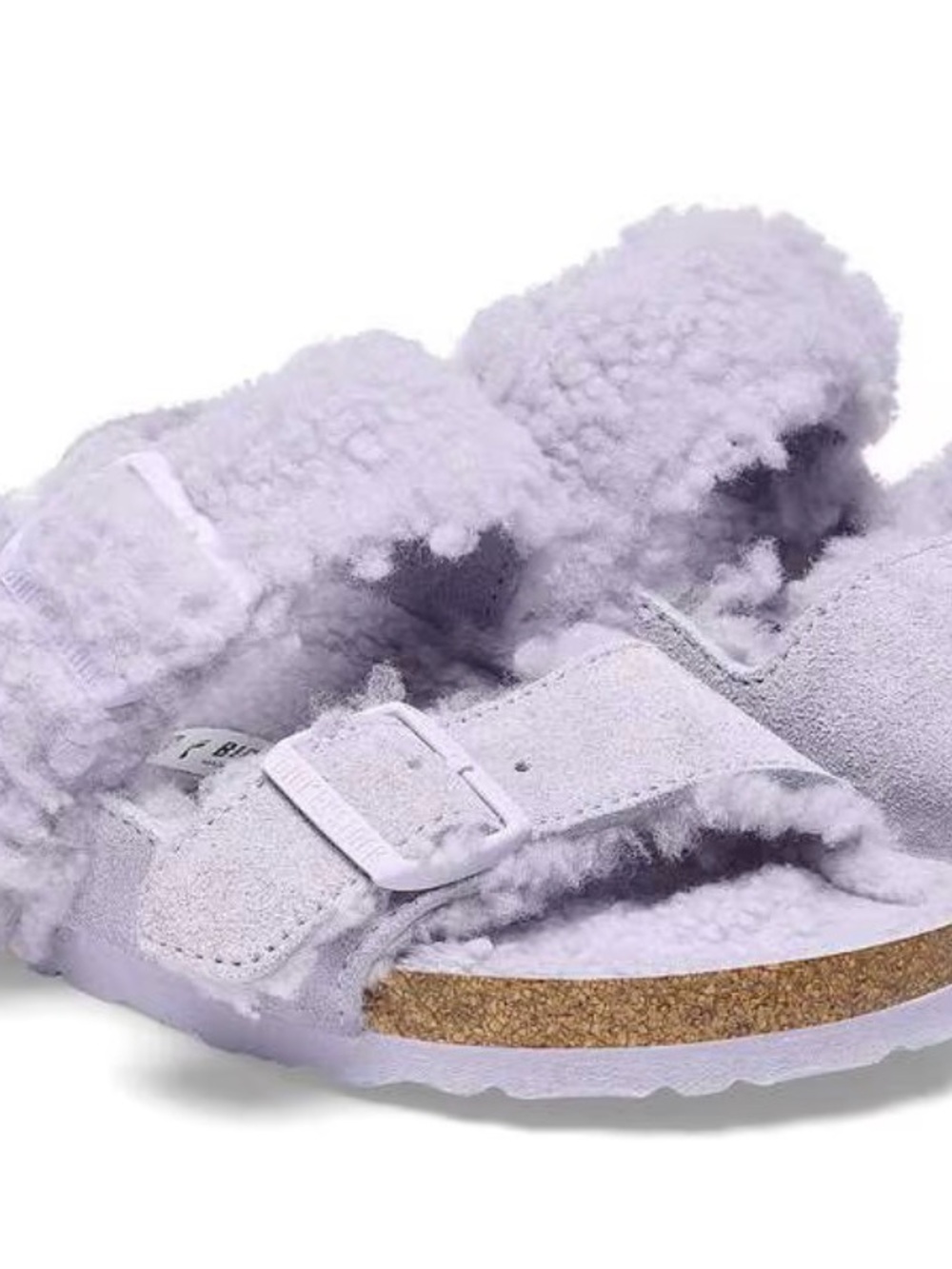 Birkenstock Lavender Shearling-Lined Double Strap Slides